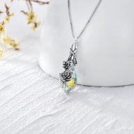 Ashes Keepsake 925 Silver Teardrop Rose Urn Necklace With Zirconia / Cremation Jewelry For Remembrance