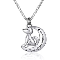 Ashes Keepsake You Left Paw Prints On My Heart Moon Urn Necklace For Dog Ashes, Stainless Steel Pet Cremation Jewelry