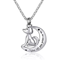 Ashes Keepsake You Left Paw Prints On My Heart Moon Urn Necklace For Dog Ashes, Stainless Steel Pet Cremation Jewelry