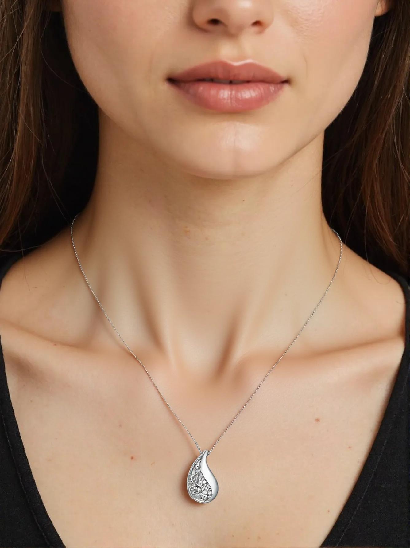 Ashes Keepsake Tree of Life Teardrop Urn Necklace Cremation Jewelry