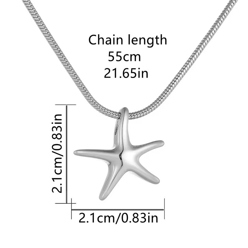 Ashes Keepsake Starfish Urn Necklace, Stainless Steel Sea Star Cremation Jewelry