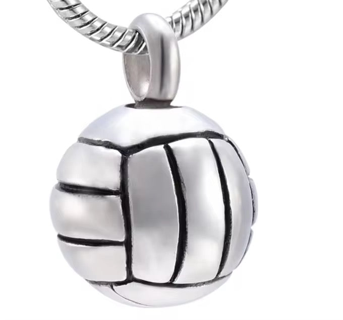 Ashes Keepsake Volleyball Urn Necklace, Beach Ball Cremation Jewelry For Remembrance Cremains