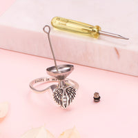Ashes Keepsake 925 Sterling Silver Angel Wings Urn Heart Ring For Cremains