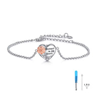 Ashes Keepsake 925 Sterling Silver Forever in My Heart Urn Bracelet With Rose Gold Rose, Ash Holder For Women, Adjustable Cremation Jewelry