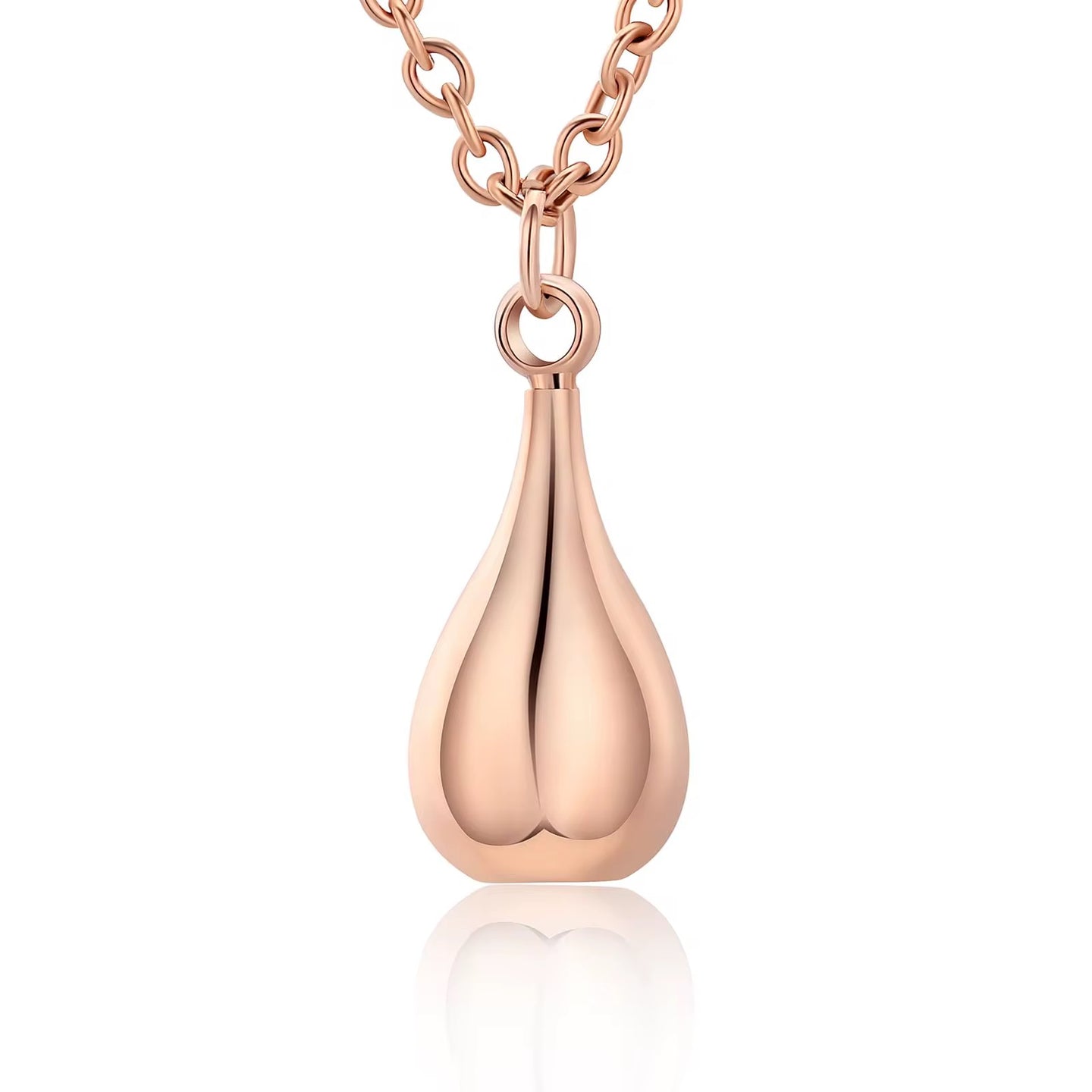Ashes Keepsake Teardrop Urn Pendant, Stainless Steel Urn Drop, Silver, Gold, Rose Cremation Jewelry