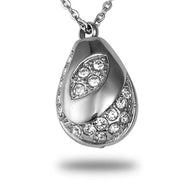 Ashes Keepsake Evil’s Eye Teardrop Urn Necklace, Drop Stainless Steel Cremation Jewelry For Cremains With Zirconia