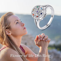Ashes Keepsake 925 Sterling Silver Multicolor Cz Crystal Ring for Ashes -Women's Cremation Jewelry