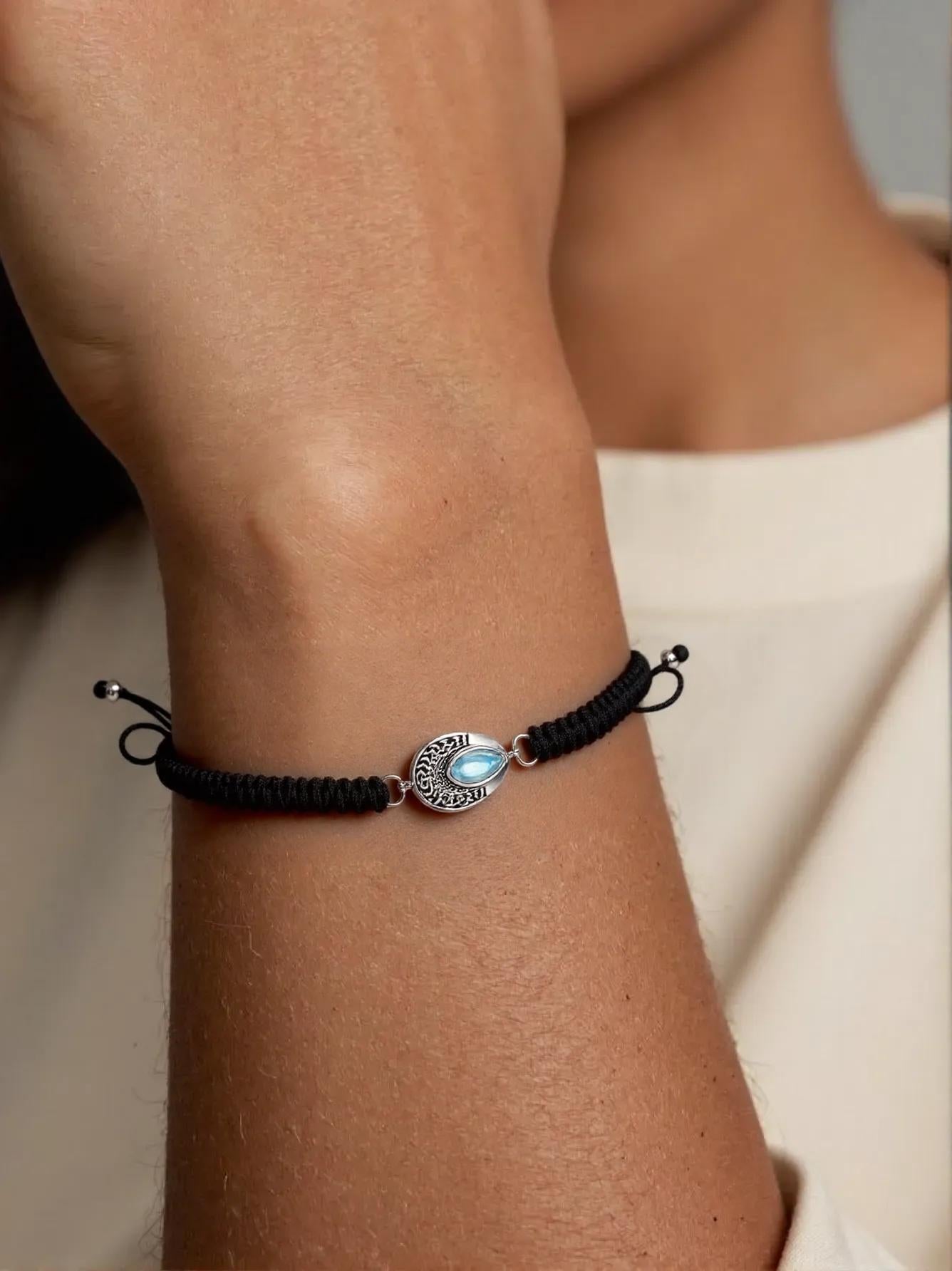 Ashes Keepsake Eye Crystal Urn Bracelet With Ornaments, Blue, Black, White, Purple Zirconia Cremation Jewelry For Women or Men