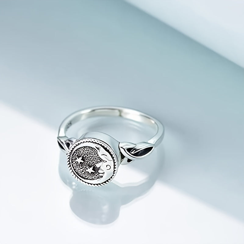 Ashes Keepsake 925 Sterling Silver Moon And Star Urn Ring For Ashes Cremation Jewelry