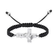 Ashes Keepsake Cross With Rose Urn Bracelet, Stainless Steel Adjustable Cremation Jewelry For Women