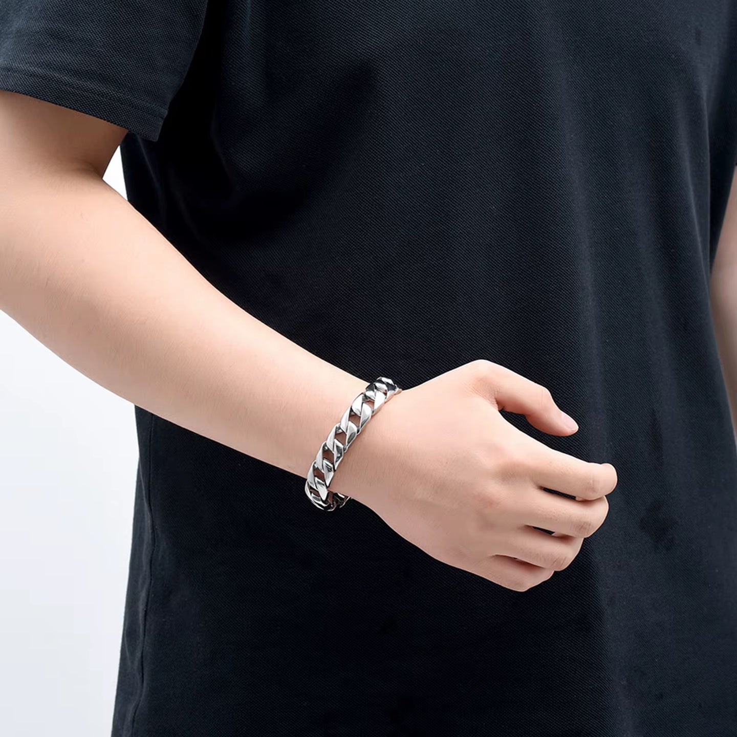 Ashes Keepsake Heavy Stainless Steel Chain Link Cremation Bracelet For Men, Cremation Jewelry