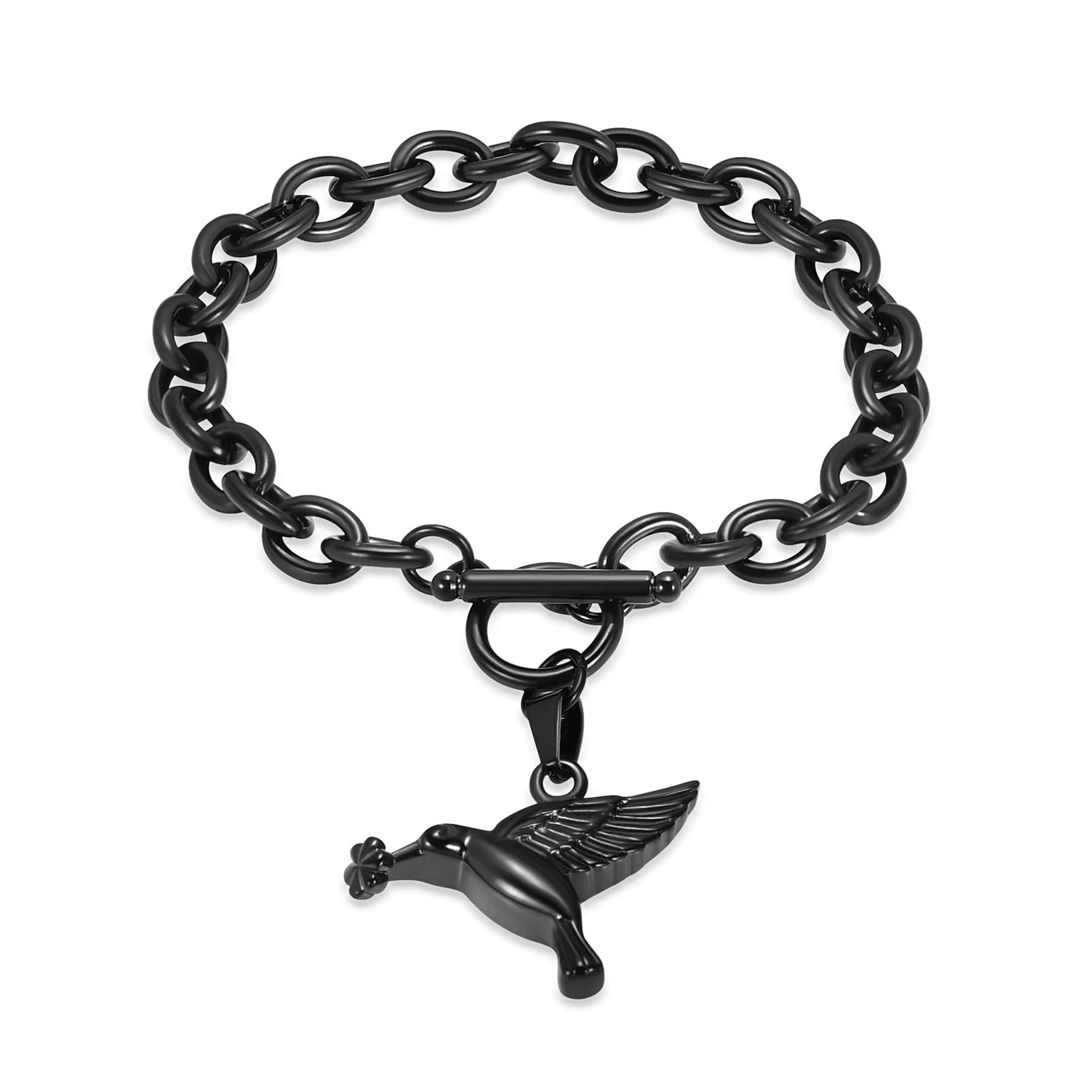 Ashes Keepsake Hummingbird Urn Bracelet For Remains, Stainless Steel Cremation Jewelry For Women