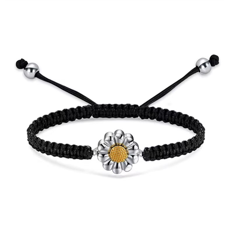 Ashes Keepsake Sunflower Daisy Urn Bracelet, Adjustable Stainless Steel Cremation Jewelry