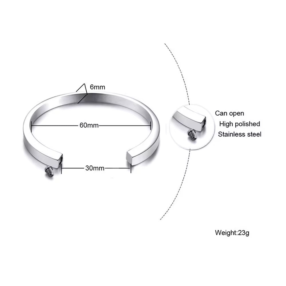 Ashes Keepsake Forever in My Heart Customized Stainless Steel Cuff Urn Bracelet Unisex/ Cremation Jewelry For Mom, Dad, Grandma, Grandpa