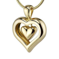 Ashes Keepsake Elegant Golden Heart Urn Necklace, Stainless Steel Cremation Jewelry