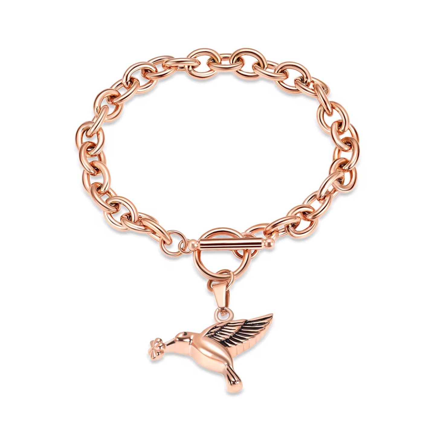 Ashes Keepsake Hummingbird Urn Bracelet For Remains, Stainless Steel Cremation Jewelry For Women