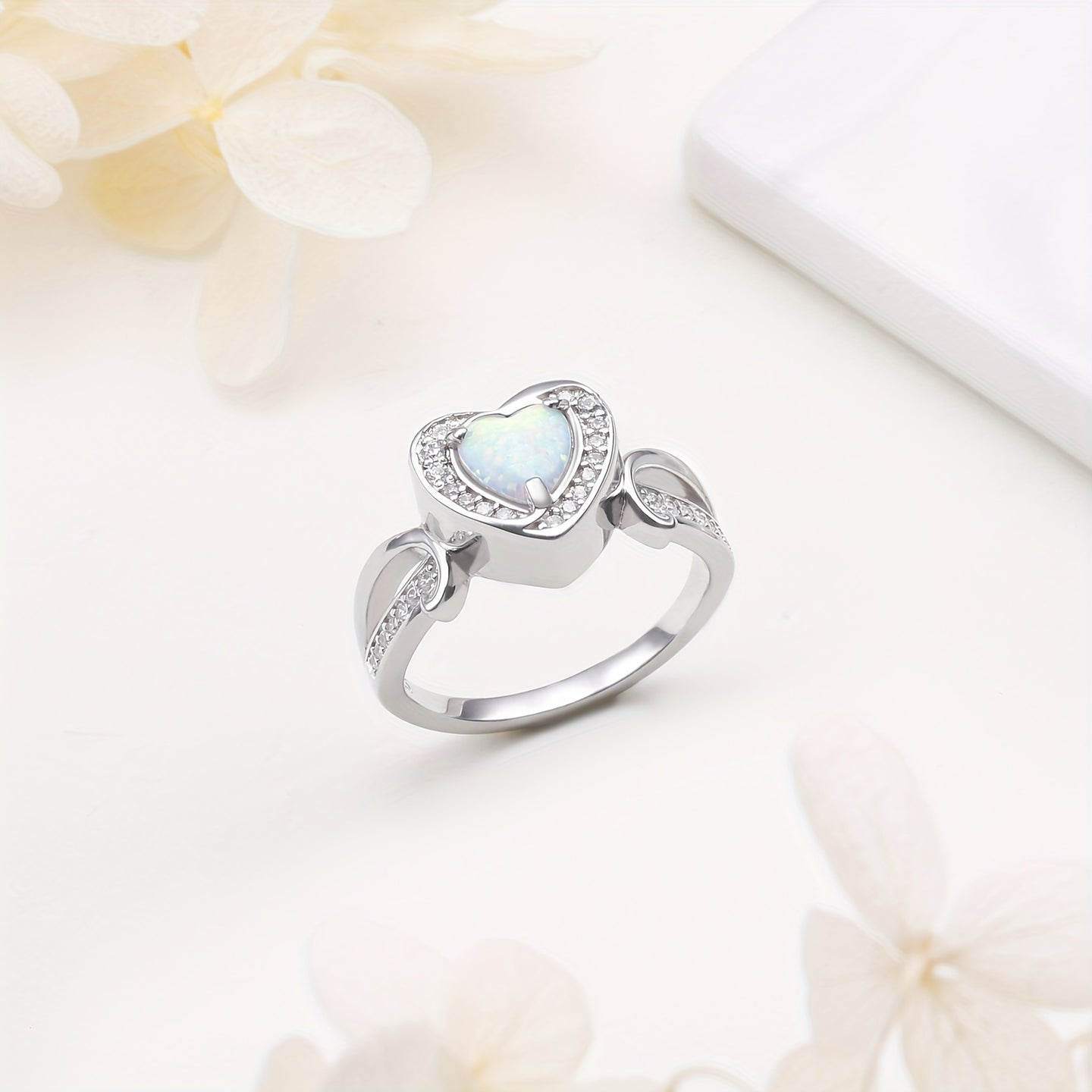 Ashes Keepsake 925 Sterling Silver Urn Ring With Opal, Cremation Ashes Jewelry For Women