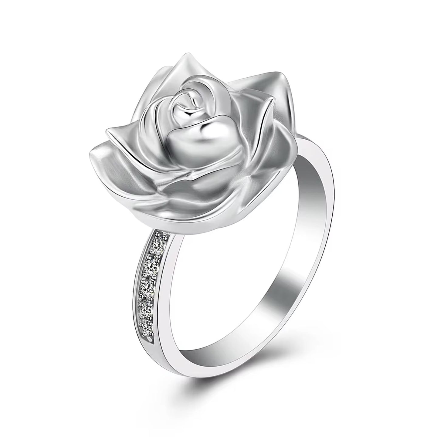 Stainless Steel Rose Urn Ring For Ashes, Cremation Jewelry
