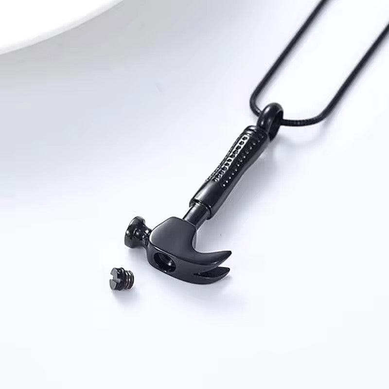Ashes Keepsake Hammer Urn Necklace, Builder Handyman Cremation Jewelry, Craftsman’s Remembrance Necklace
