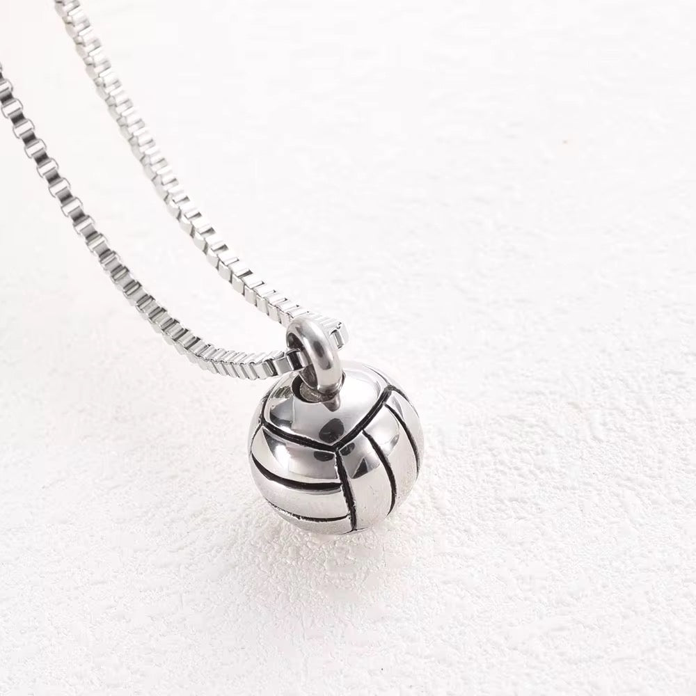 Ashes Keepsake Volleyball Urn Necklace, Beach Ball Cremation Jewelry For Remembrance Cremains