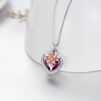 Ashes Keepsake 925 Sterling Silver Urn Necklace / Pink Zirconia, Rose Gold Flower Cremation Jewelry