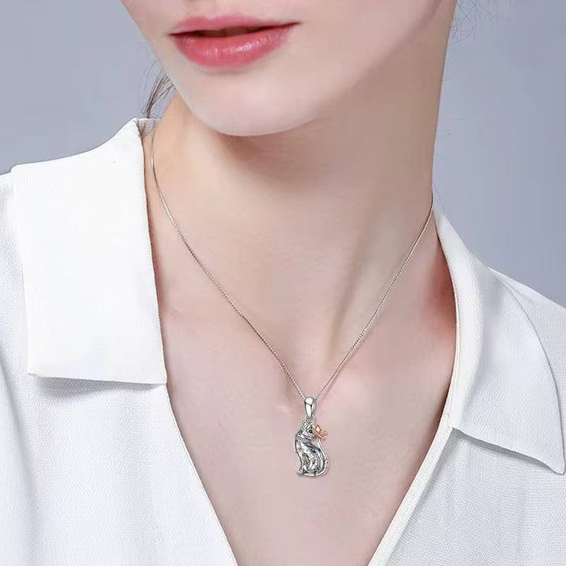 Ashes Keepsake 925 Sterling Silver Cat Urn Necklace For Pet Remains Adorned With Zirconia, Cat Shape Cremation Jewelry Pendant