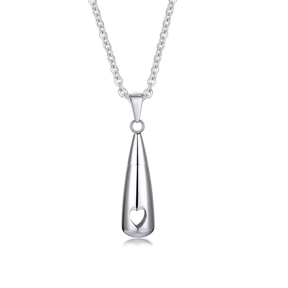 Ashes Keepsake Teardrop Mini Heart Urn Necklace For Ashes Stainless Steel Cremation Jewelry