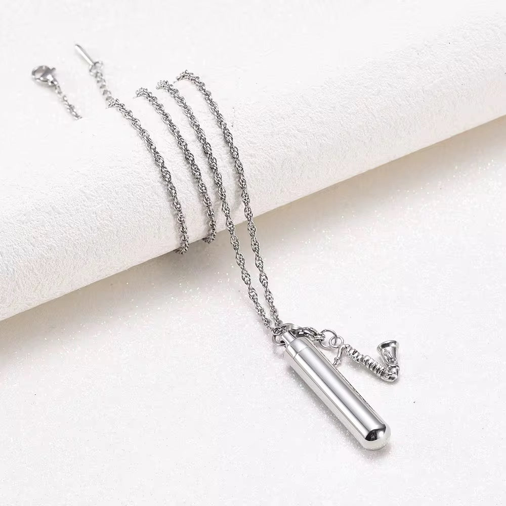 Ashes Keepsake Saxophone Urn Necklace, Stainless Steel Jazz Saxophonist Memorial Jewelry For Remains