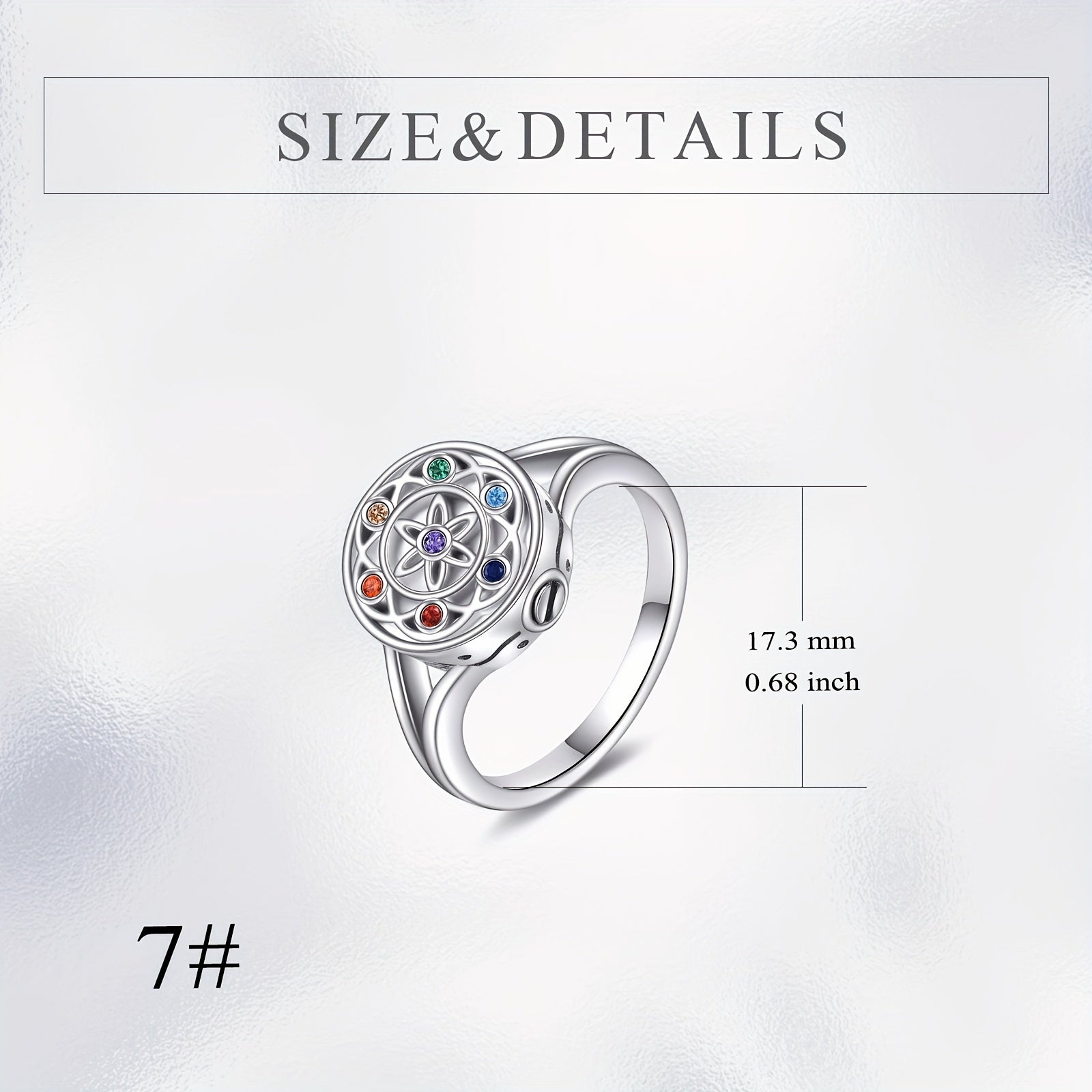 Ashes Keepsake 925 Sterling Silver Multicolor Cz Crystal Ring for Ashes -Women's Cremation Jewelry