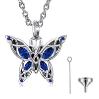 Ashes Keepsake Blue or Purple Butterfly Urn For Ashes Stainless Steel Cremation Jewelry