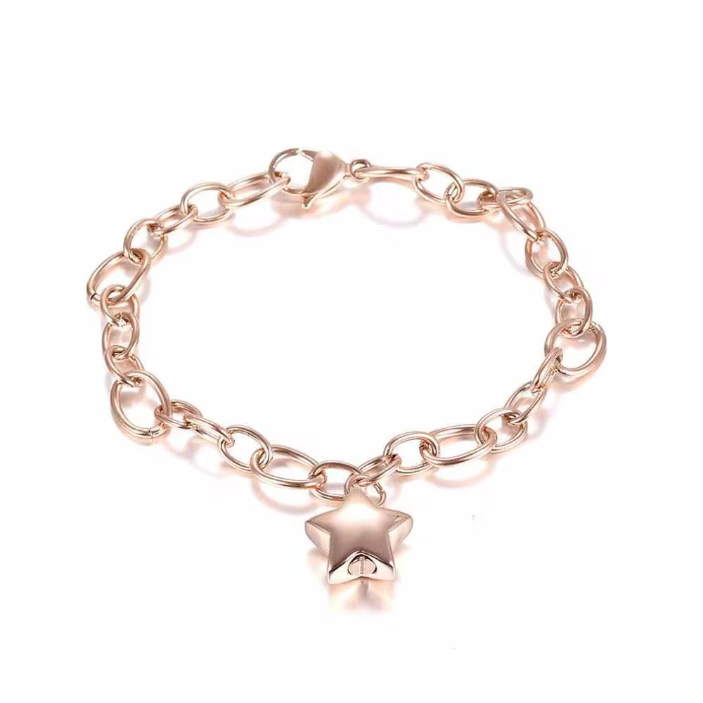 Ashes Keepsake Star Urn Bracelet, Unisex Stainless Steel Cremation Jewelry
