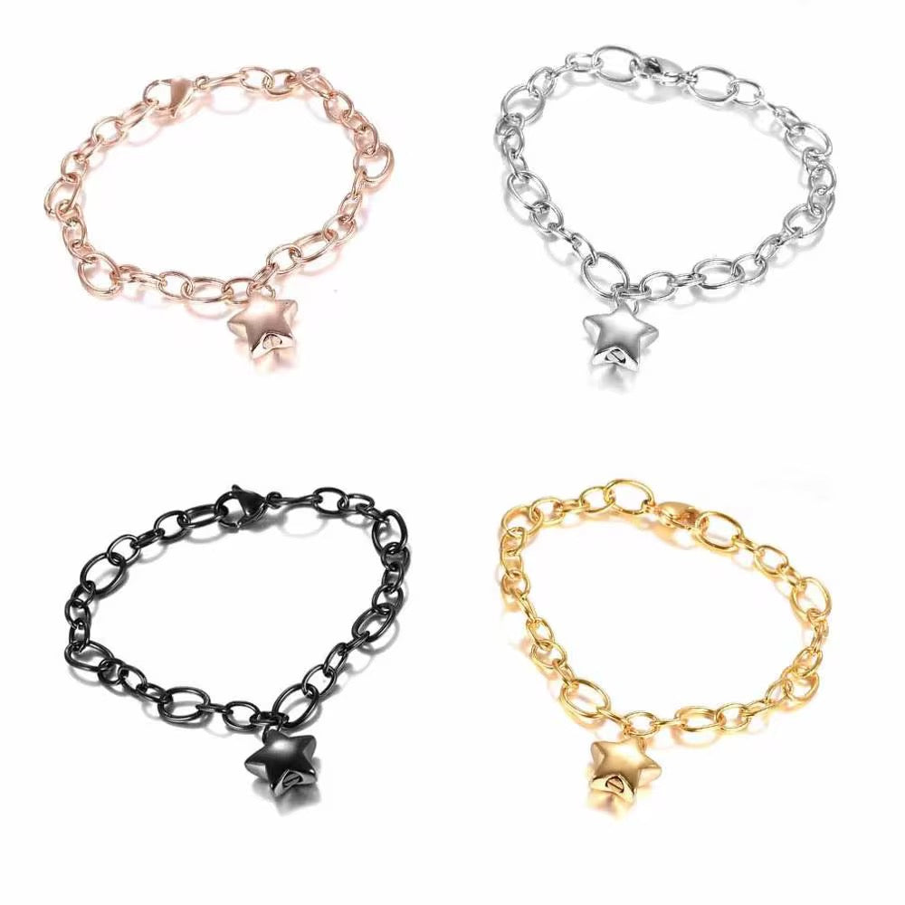 Ashes Keepsake Star Urn Bracelet, Unisex Stainless Steel Cremation Jewelry