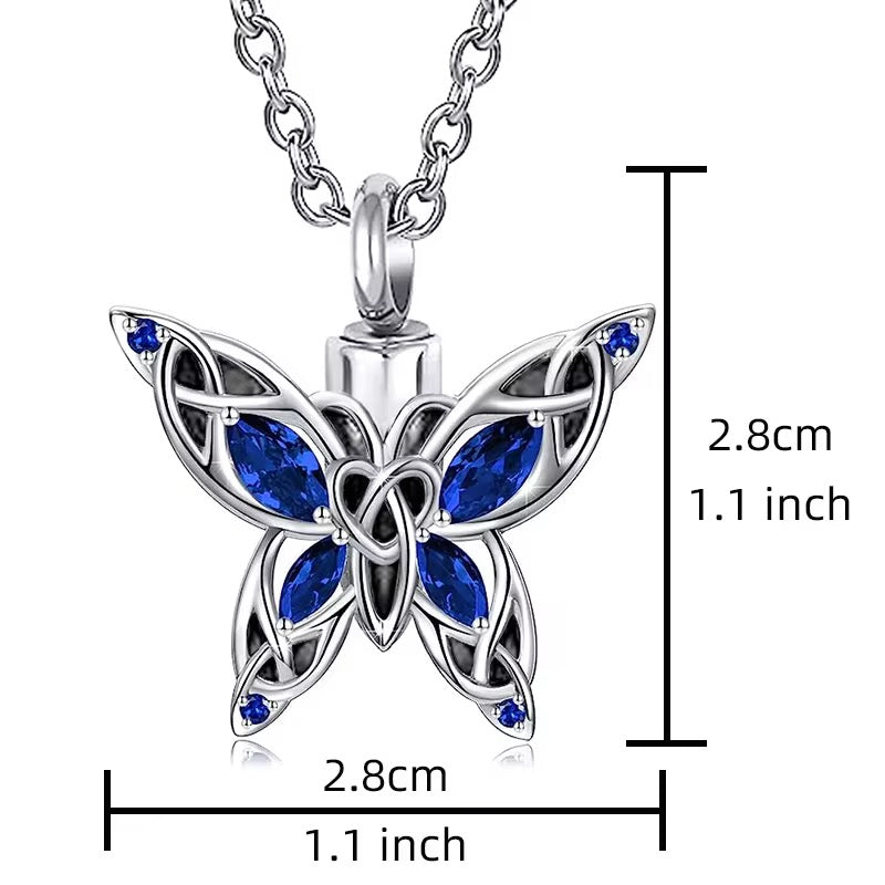 Ashes Keepsake Blue or Purple Butterfly Urn For Ashes Stainless Steel Cremation Jewelry