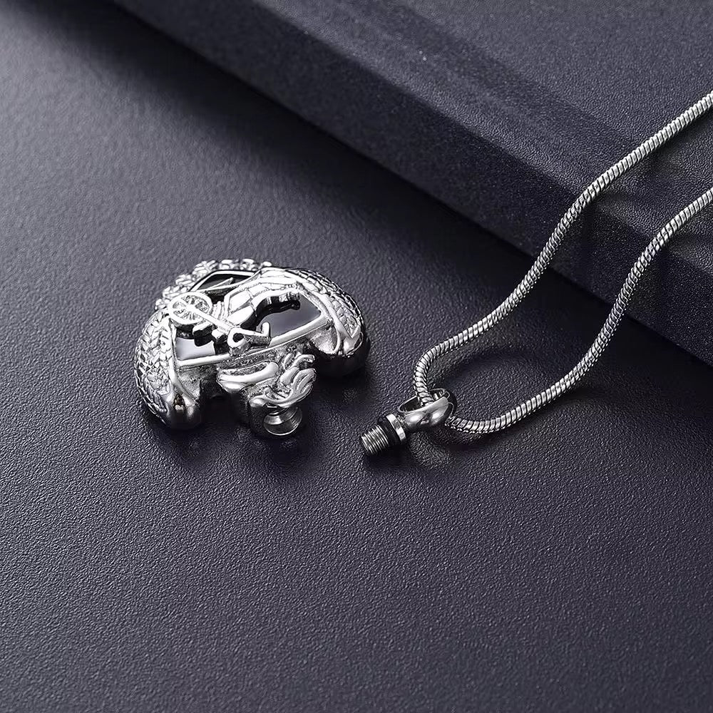 Ashes Keepsake Stainless Steel Eagle And Motorcycle Urn Cremation Jewelry For Humans, American Men’s Memorial CremationJewelry
