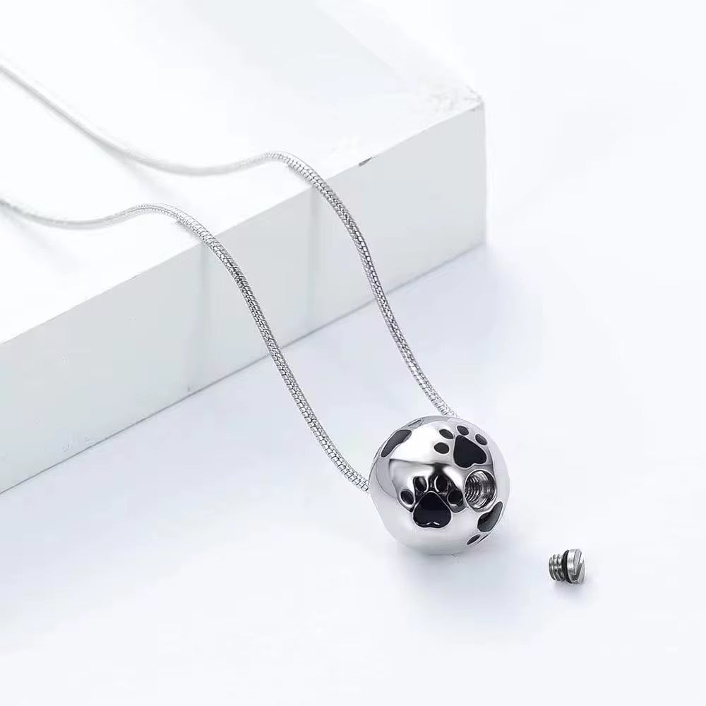 Ashes Keepsake Pet Cremation Jewelry Paw Print Ball
