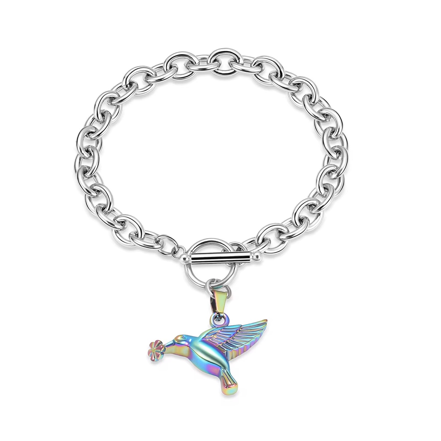 Ashes Keepsake Hummingbird Urn Bracelet For Remains, Stainless Steel Cremation Jewelry For Women