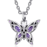Ashes Keepsake Blue or Purple Butterfly Urn For Ashes Stainless Steel Cremation Jewelry