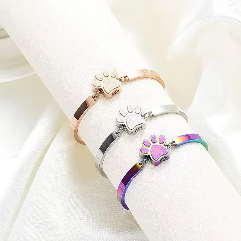Ashes Keepsake Paw Urn Bracelet For Ashes, Stainless Steel Pet Cremation Jewelry