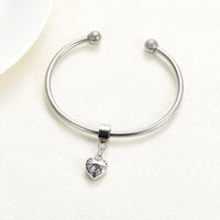 Crystal Heart Charm Urn Bracelet Stainless Steel