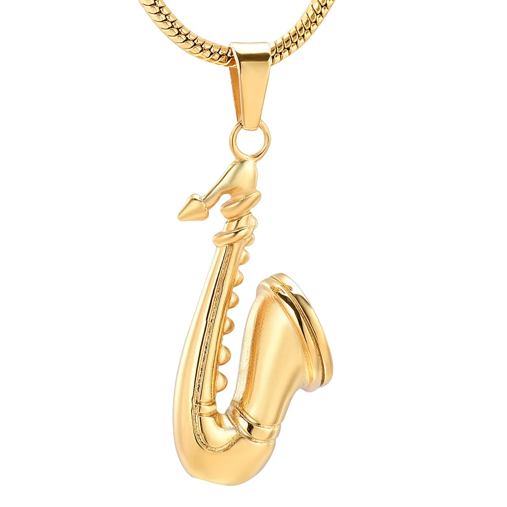 Saxophone Urn Necklace for Ashes