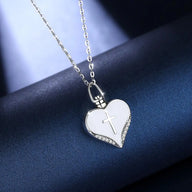 Sterling Silver Heart Cross Urn Necklace