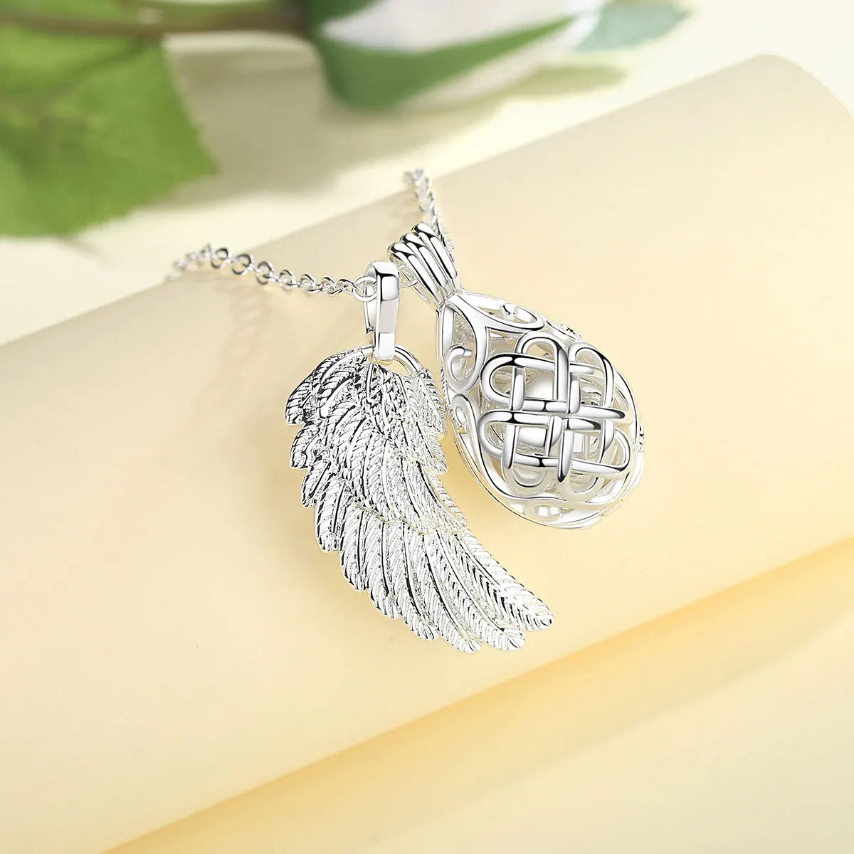 Cage Wing Locket Necklace For Ashes Stainless Steel Cremation Jewelry