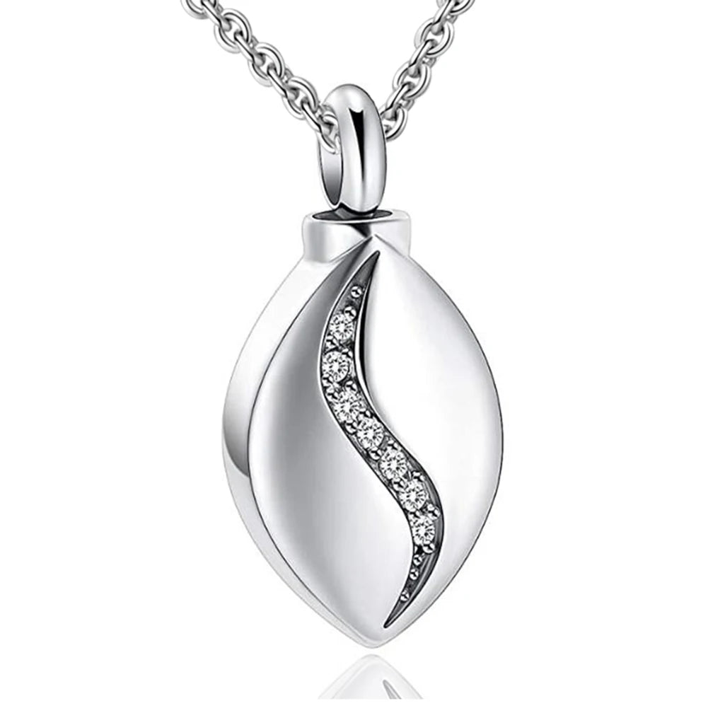 Crystal Tear Drop Urn Necklace Stainless Steel