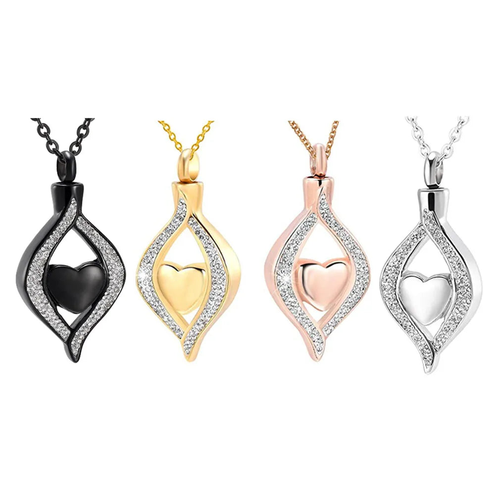 Cremation Jewelry Crystal Teardrop Heart