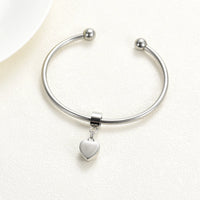 Crystal Heart Charm Urn Bracelet Stainless Steel