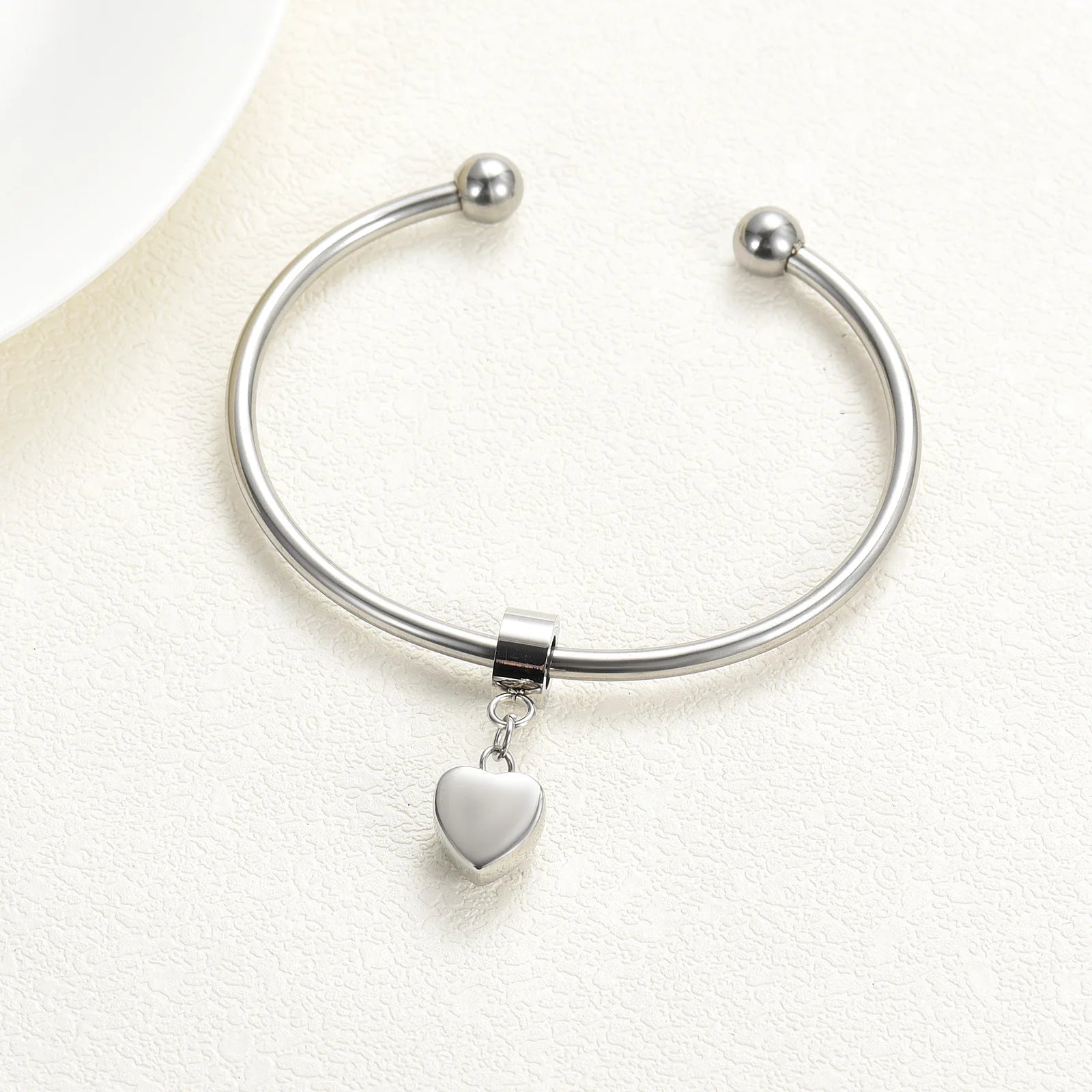 Crystal Heart Charm Urn Bracelet Stainless Steel