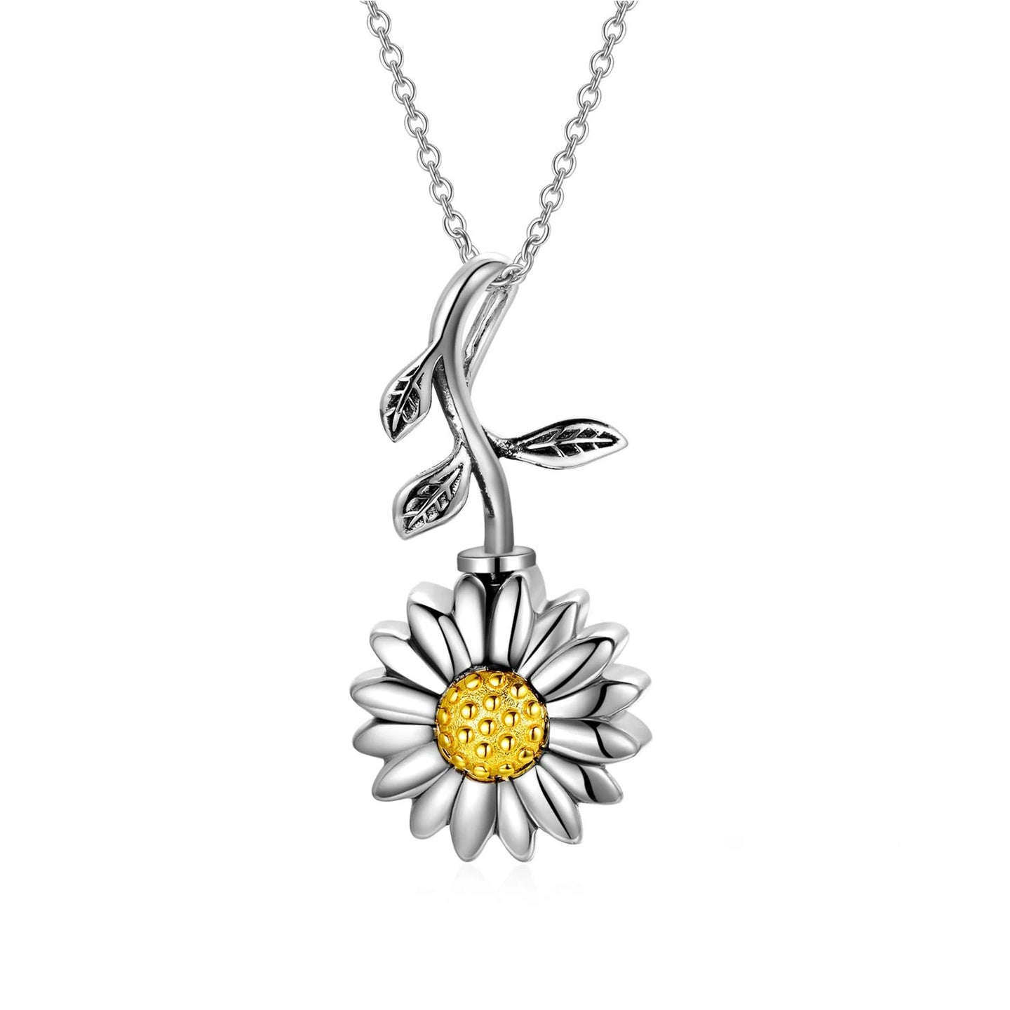 sunflower urn necklace front