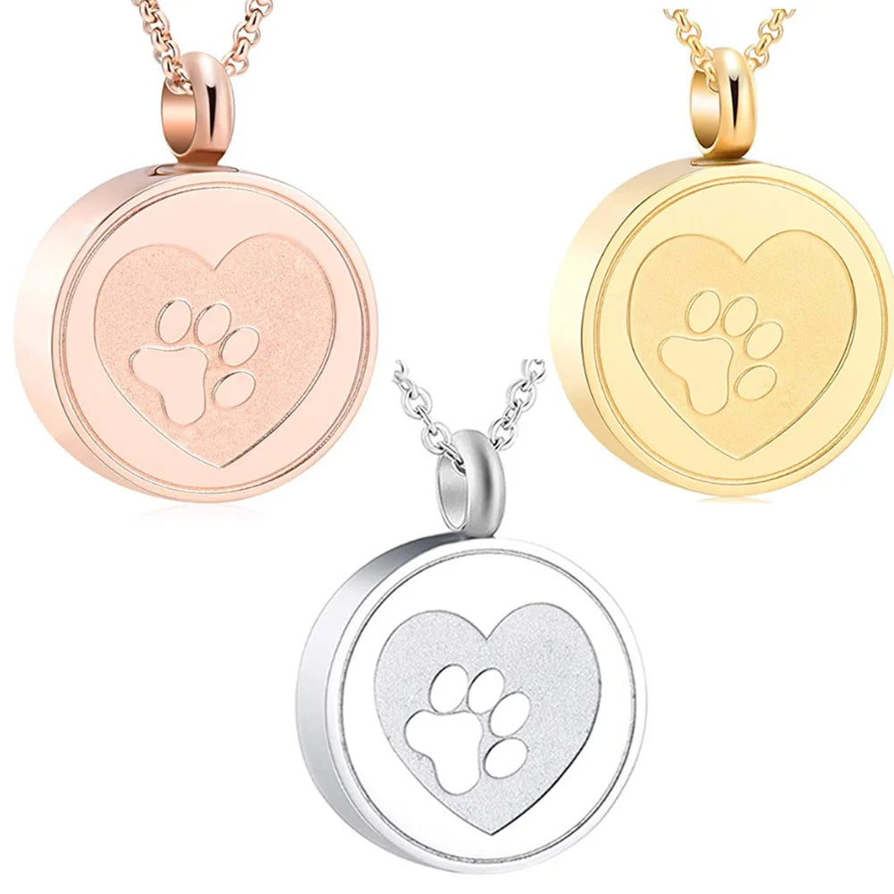 Pet Paw Urn Necklace Medallion