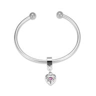 Crystal Heart Charm Urn Bracelet Stainless Steel