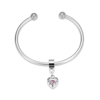 Crystal Heart Charm Urn Bracelet Stainless Steel